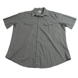 Wrangler Wrancher Pearl Snap Western Cowboy Shirt Gray Size XL Short Slv FLAW
